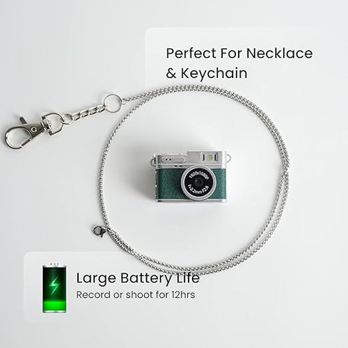 Mini Digital Camera with Filter Mode, 1080p Video, Flash Light, Leather Texture Small Working Camera with Metal Keychain Compact for Travel, Gifts & Fun Shooting