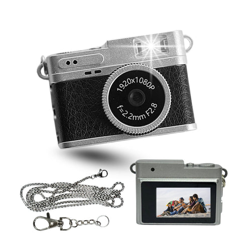 Mini Digital Camera with Leather Texture - Front View