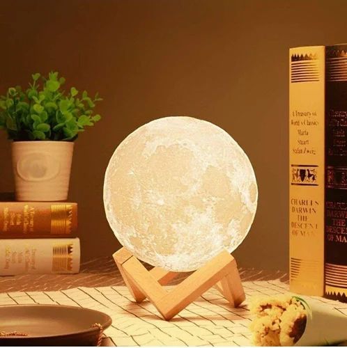3D Moon Lamp with wooden stand