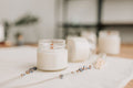 Handcrafted aromatherapy candle with dried lavender flowers